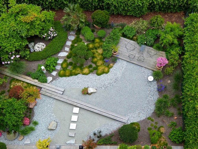 Einen hoch modernen Garten wie diesen, pflegt man in erster Linie mit Kleinstgeräten und mit viel Akribie und Liebe zum Detail. pixabay.com © MALCOLUMBUS (CC0 Public Domain) 